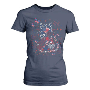 Funny Patriotic Cat Lover T Shirt For Women 4th Of July Freedom