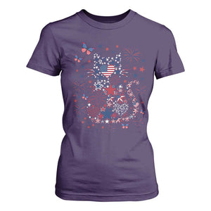 Funny Patriotic Cat Lover T Shirt For Women 4th Of July Freedom
