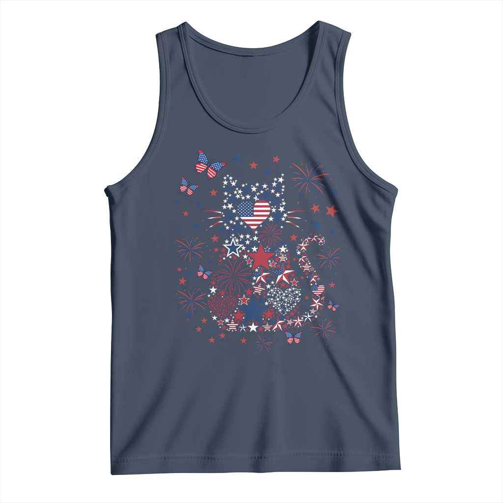 Funny Patriotic Cat Lover Tank Top 4th Of July Freedom