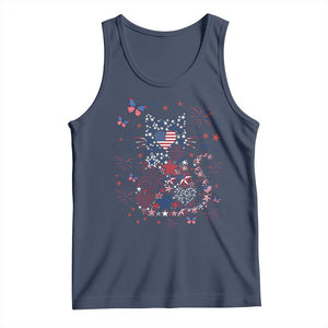 Funny Patriotic Cat Lover Tank Top 4th Of July Freedom