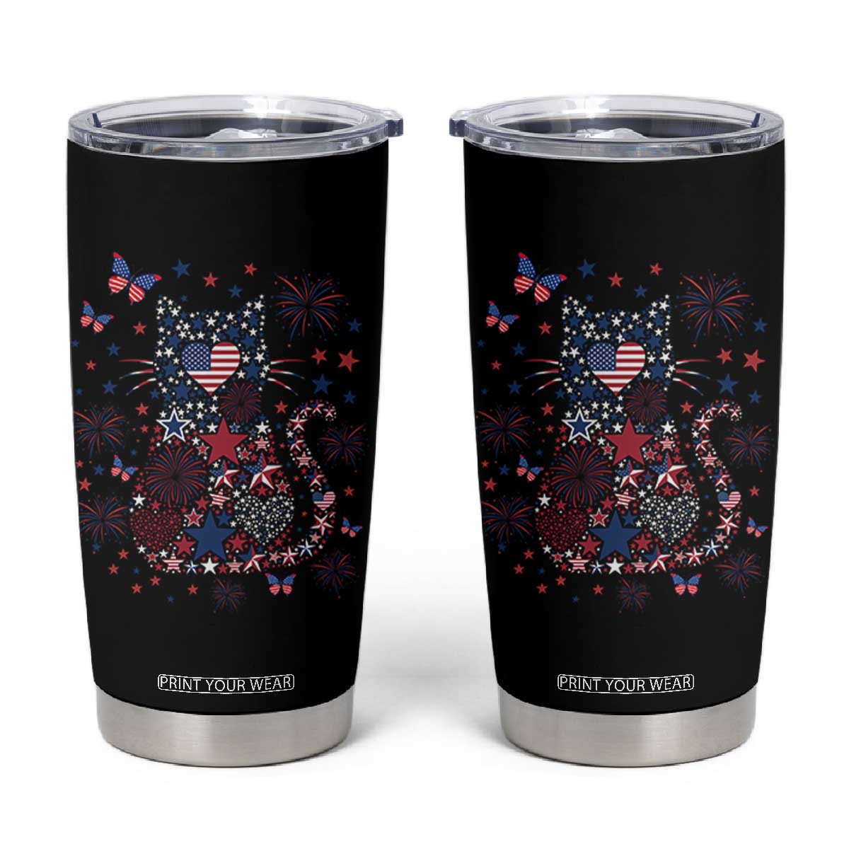 Funny Patriotic Cat Lover Tumbler Cup 4th Of July Freedom