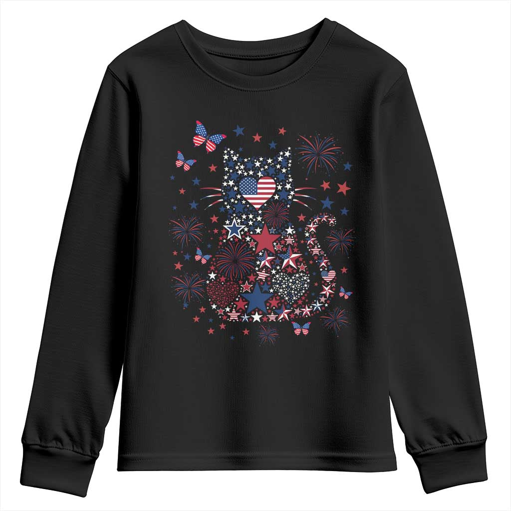 Funny Patriotic Cat Lover Youth Sweatshirt 4th Of July Freedom TS12 Black Print Your Wear