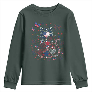 Funny Patriotic Cat Lover Youth Sweatshirt 4th Of July Freedom