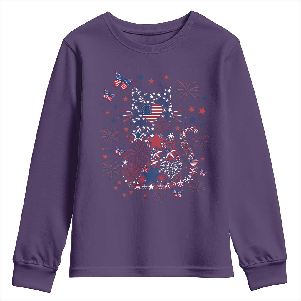 Funny Patriotic Cat Lover Youth Sweatshirt 4th Of July Freedom