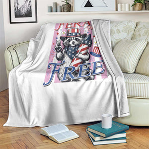 Funny Fourth Of July Raccoon Throw Blanket Feral But Free