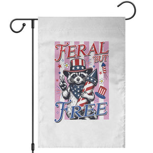 Funny Fourth Of July Raccoon Garden Flag Feral But Free