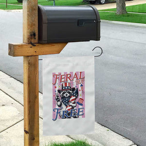 Funny Fourth Of July Raccoon Garden Flag Feral But Free