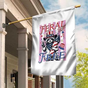 Funny Fourth Of July Raccoon Garden Flag Feral But Free