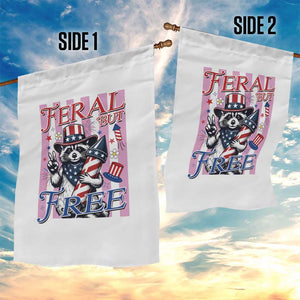 Funny Fourth Of July Raccoon Garden Flag Feral But Free