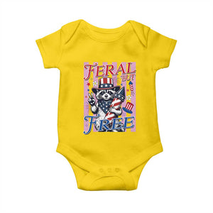 Funny Fourth Of July Raccoon Baby Onesie Feral But Free