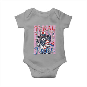 Funny Fourth Of July Raccoon Baby Onesie Feral But Free