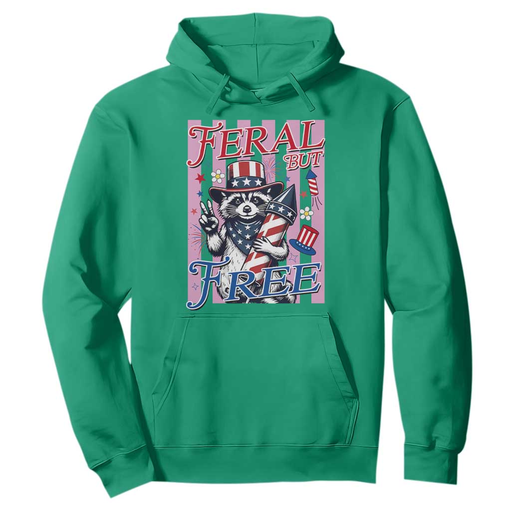 Funny Fourth Of July Raccoon Hoodie Feral But Free