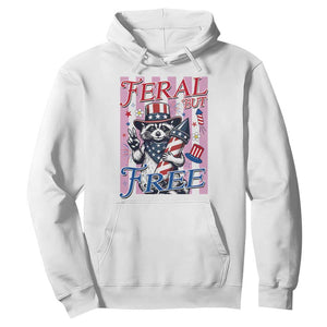 Funny Fourth Of July Raccoon Hoodie Feral But Free