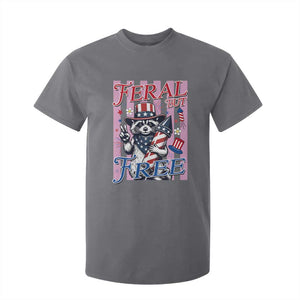 Funny Fourth Of July Raccoon T Shirt For Kid Feral But Free