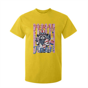 Funny Fourth Of July Raccoon T Shirt For Kid Feral But Free