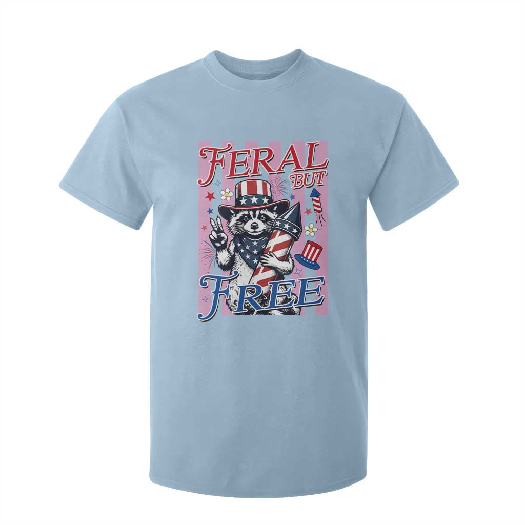 Funny Fourth Of July Raccoon T Shirt For Kid Feral But Free