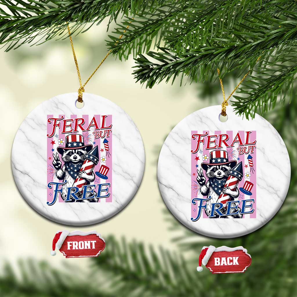 Funny Fourth Of July Raccoon Ceramic Ornament Feral But Free TS12 1pc White Marble Print Your Wear