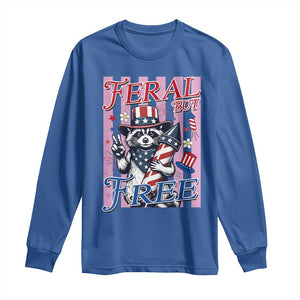 Funny Fourth Of July Raccoon Long Sleeve Shirt Feral But Free