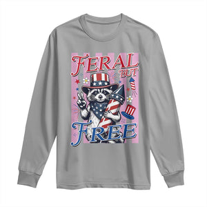 Funny Fourth Of July Raccoon Long Sleeve Shirt Feral But Free