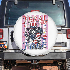 Funny Fourth Of July Raccoon Spare Tire Cover Feral But Free