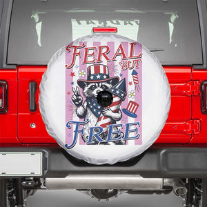 Funny Fourth Of July Raccoon Spare Tire Cover Feral But Free