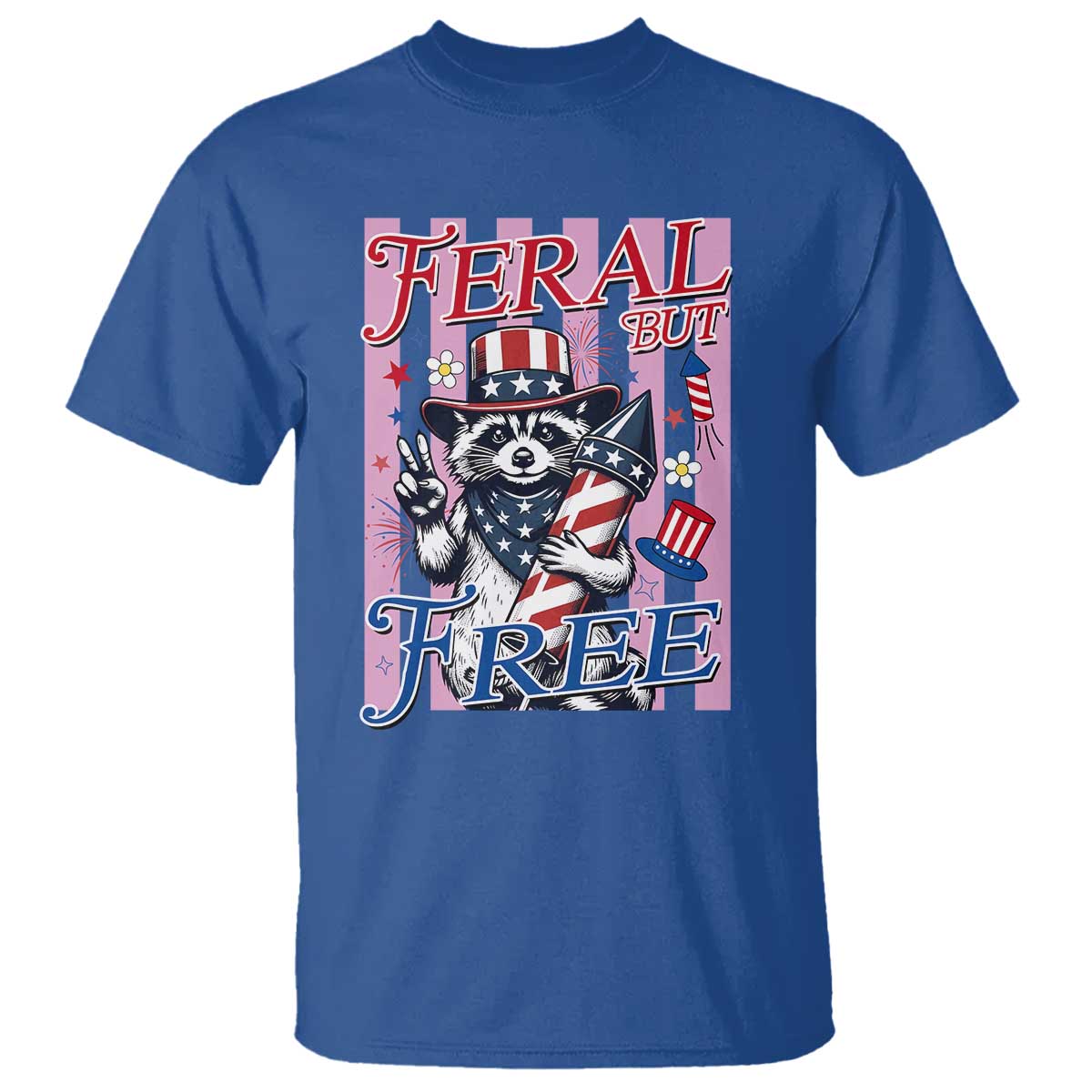 Funny Fourth Of July Raccoon T Shirt Feral But Free