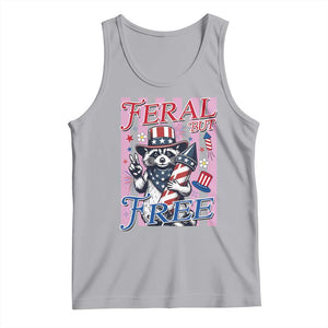 Funny Fourth Of July Raccoon Tank Top Feral But Free