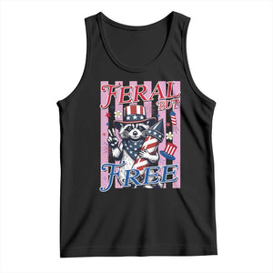 Funny Fourth Of July Raccoon Tank Top Feral But Free