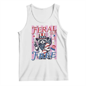 Funny Fourth Of July Raccoon Tank Top Feral But Free