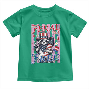 Funny Fourth Of July Raccoon Toddler T Shirt Feral But Free