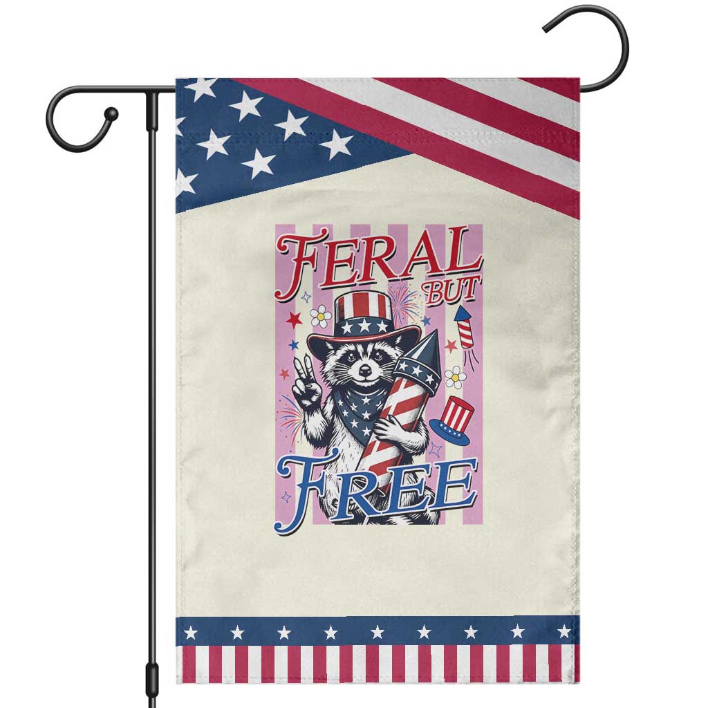 Funny Fourth Of July Raccoon Patriotic Garden Flag Feral But Free TS12 Modern Beige Blue Print Your Wear