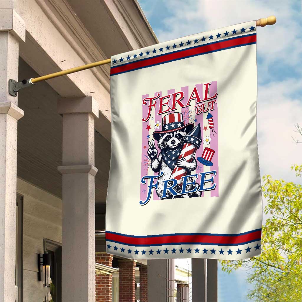 Funny Fourth Of July Raccoon Patriotic Garden Flag Feral But Free TS12 Modern Beige Red Print Your Wear