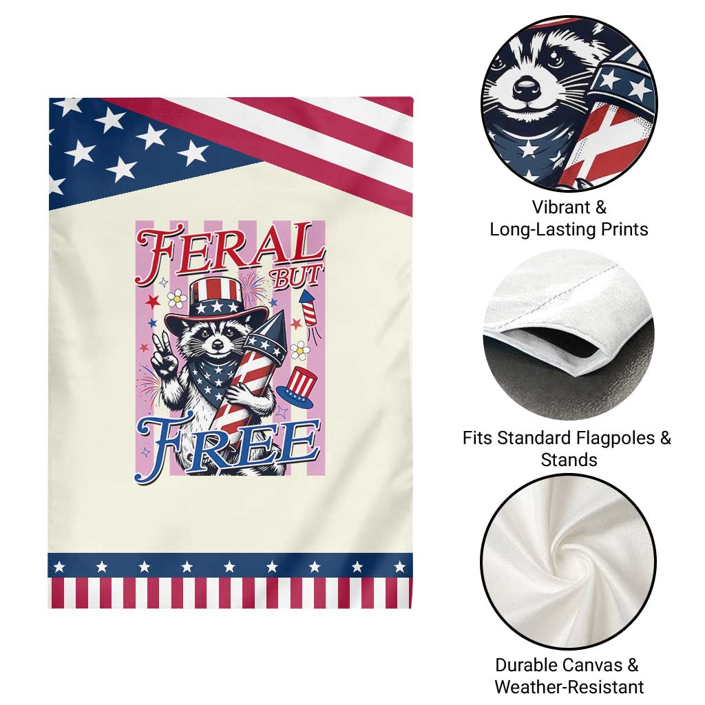 Funny Fourth Of July Raccoon Patriotic Garden Flag Feral But Free TS12 Print Your Wear