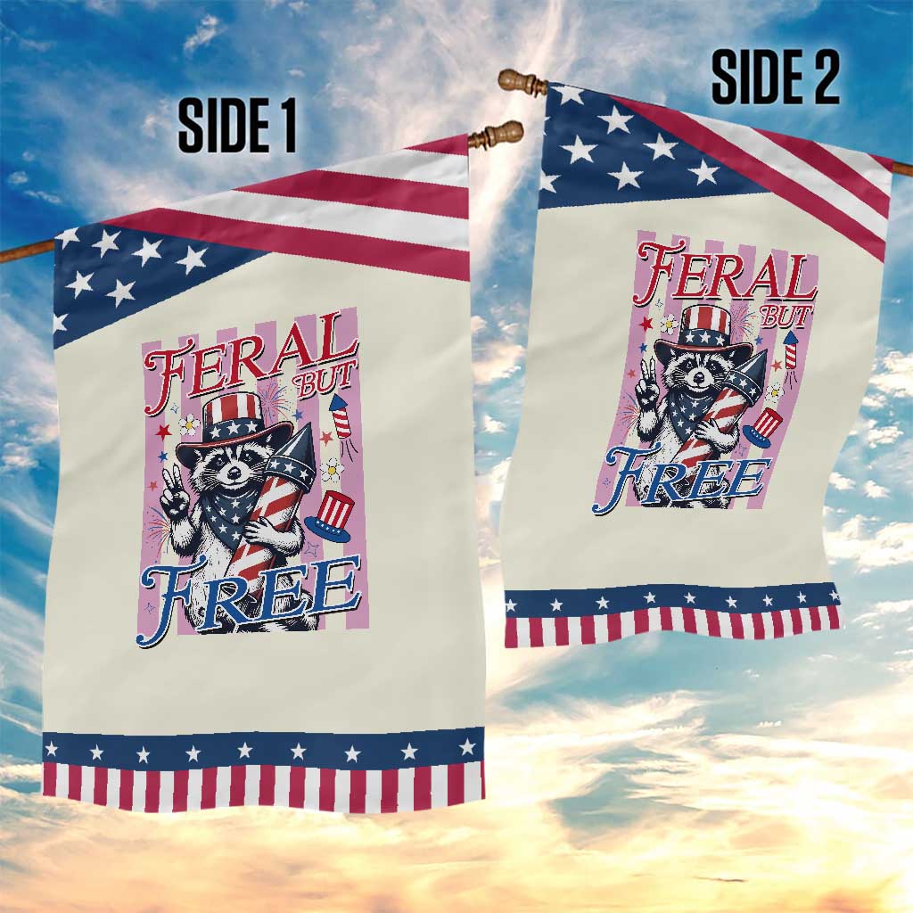 Funny Fourth Of July Raccoon Patriotic Garden Flag Feral But Free TS12 Print Your Wear