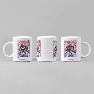 Funny Fourth Of July Raccoon Coffee Mug Feral But Free