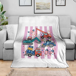 Red White And Blue Construction Crew Throw Blanket Patriotic Kids 4th Of July