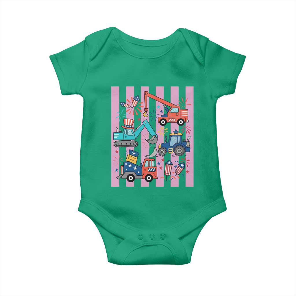 Red White And Blue Construction Crew Baby Onesie Patriotic Kids 4th Of July