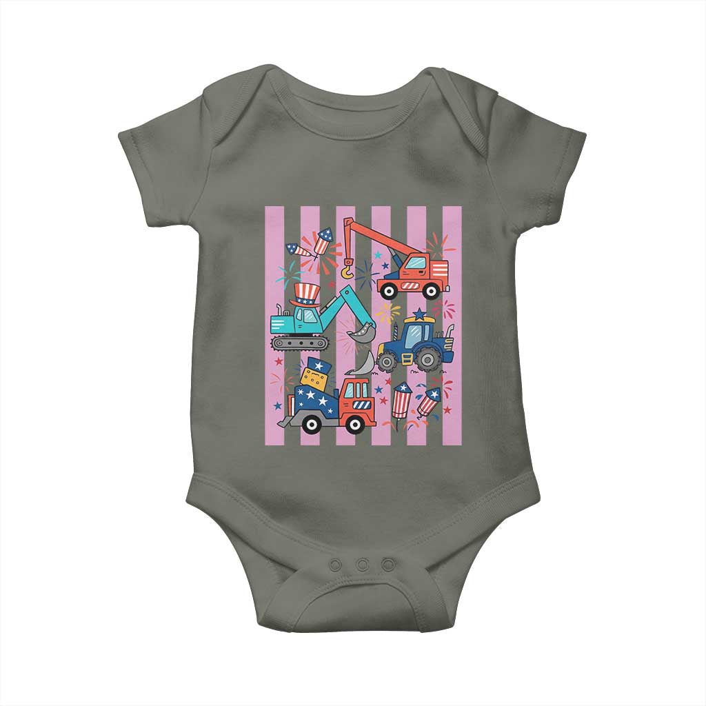 Red White And Blue Construction Crew Baby Onesie Patriotic Kids 4th Of July