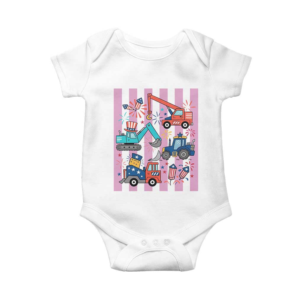 Red White And Blue Construction Crew Baby Onesie Patriotic Kids 4th Of July