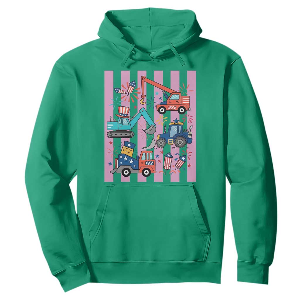 Red White And Blue Construction Crew Hoodie Patriotic Kids 4th Of July