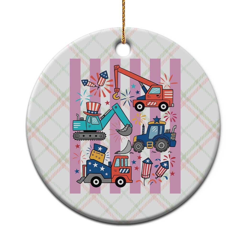 Red White And Blue Construction Crew Ceramic Ornament Patriotic Kids 4th Of July