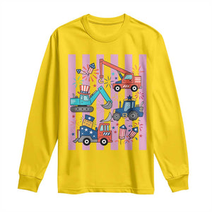 Red White And Blue Construction Crew Long Sleeve Shirt Patriotic Kids 4th Of July