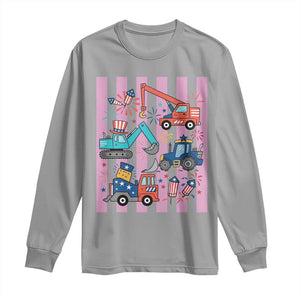 Red White And Blue Construction Crew Long Sleeve Shirt Patriotic Kids 4th Of July