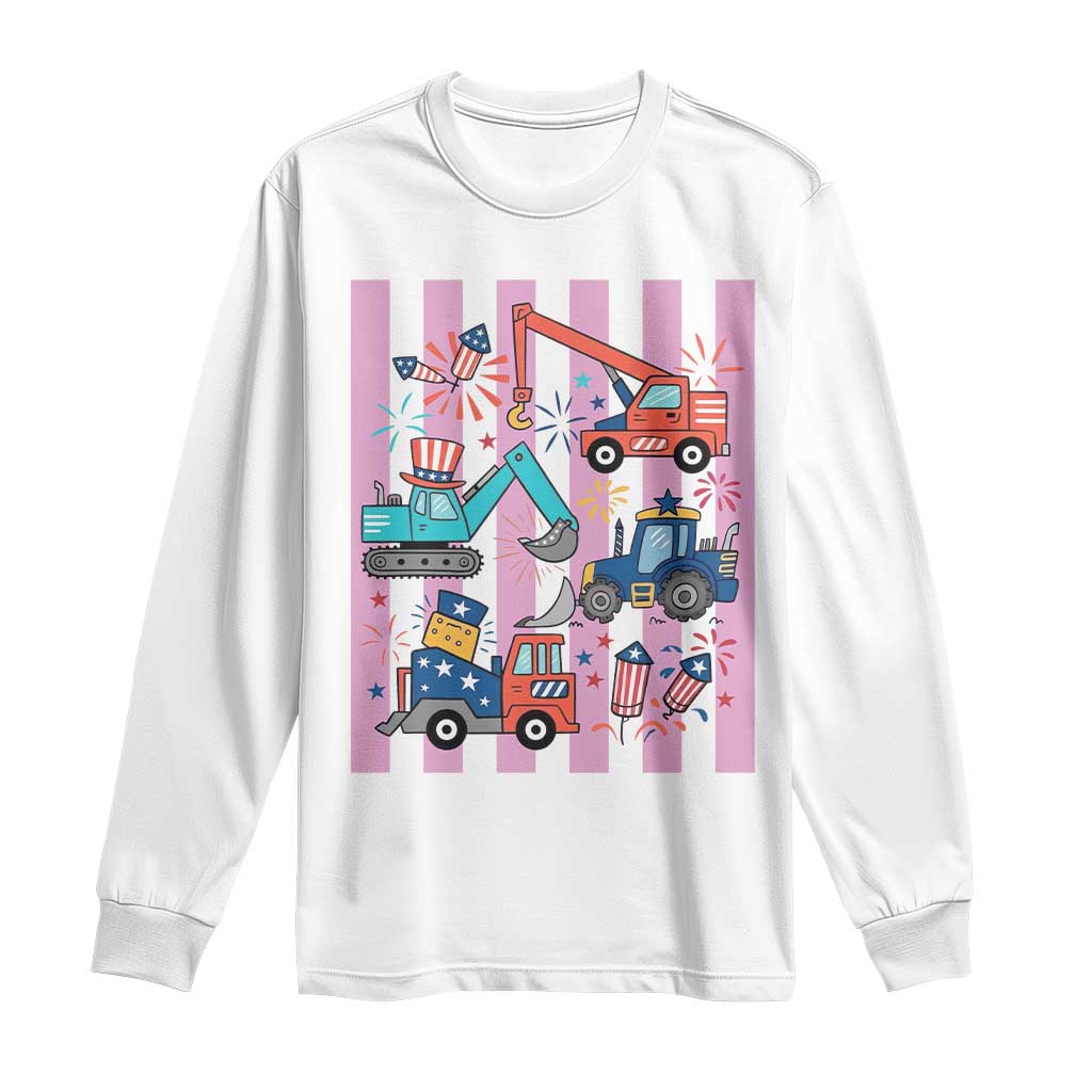 Red White And Blue Construction Crew Long Sleeve Shirt Patriotic Kids 4th Of July