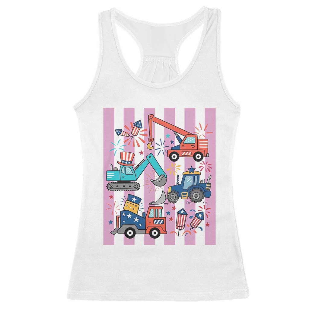 Red White And Blue Construction Crew Racerback Tank Top Patriotic Kids 4th Of July