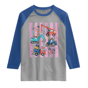 Red White And Blue Construction Crew Raglan Shirt Patriotic Kids 4th Of July