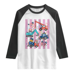 Red White And Blue Construction Crew Raglan Shirt Patriotic Kids 4th Of July