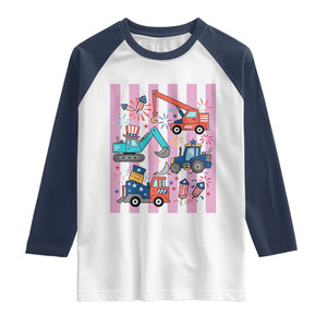 Red White And Blue Construction Crew Raglan Shirt Patriotic Kids 4th Of July