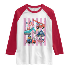 Red White And Blue Construction Crew Raglan Shirt Patriotic Kids 4th Of July