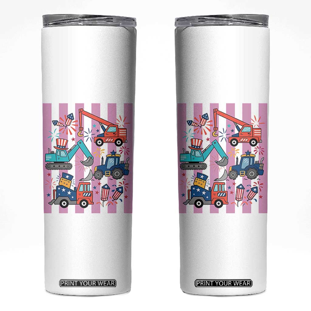 Red White And Blue Construction Crew Skinny Tumbler Patriotic Kids 4th Of July